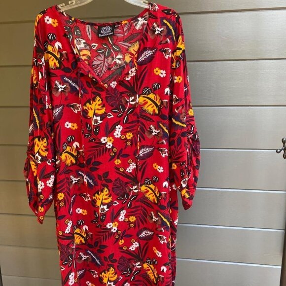 BoheeWohee Women Bohemian Vintage Neck-Tie Printed Shift, Size XXL - Picture 2 of 6